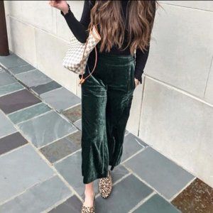 Madewell Velvet Huston Pull-On Crop Pants Green